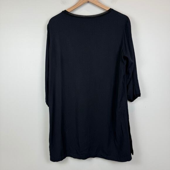 Ines de La Fressange Uniqlo Dress Women's Large Navy Blue Polka Dot Minimalist - Picture 2 of 9